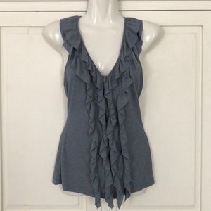 Ruffle tank top medium Blue Zip Front